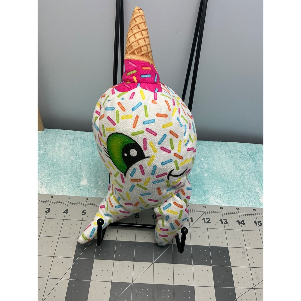 Toy Factory Ice Cream Narwhal Plush Sprinkles Waffle Cone Horn White 11 Inch